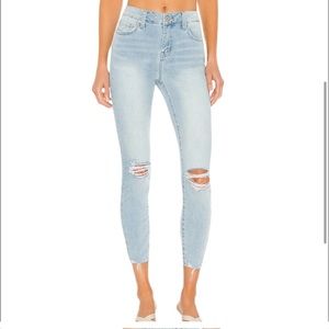 Pistola light wash distressed cotton blend denim blue ankle length jean size 29